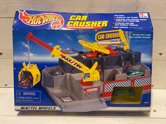 Hot Wheels Car Crusher with Rare Blue VW