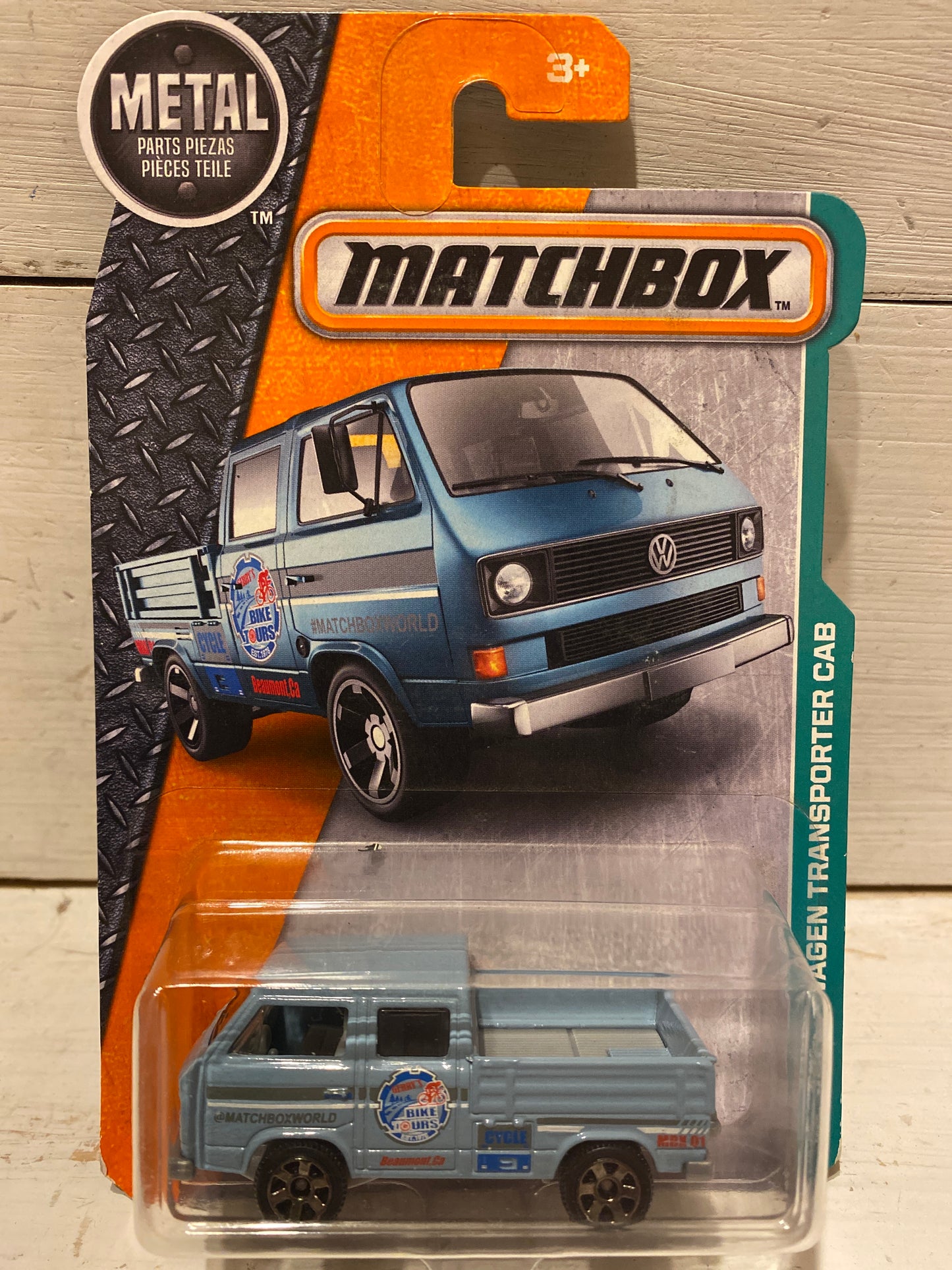 Matchbox Volkswagen Transporter Cab - Pale Blue with No load in rear.