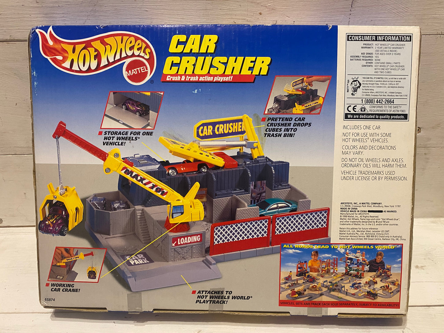 Hot Wheels Car Crusher with Rare Blue VW