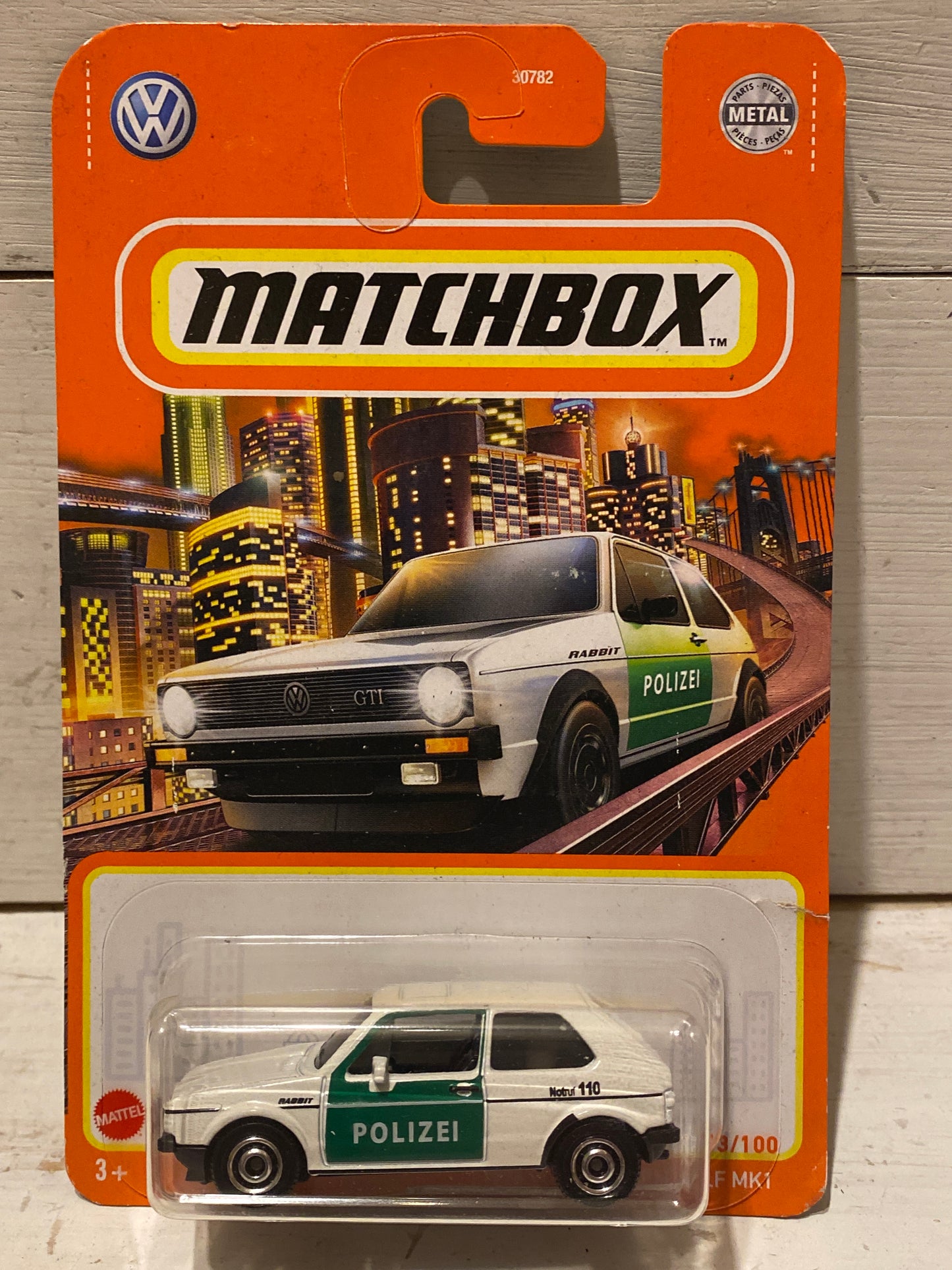 Matchbox - 1976 Volkswagen Golf Mk1 - Polizei on long card