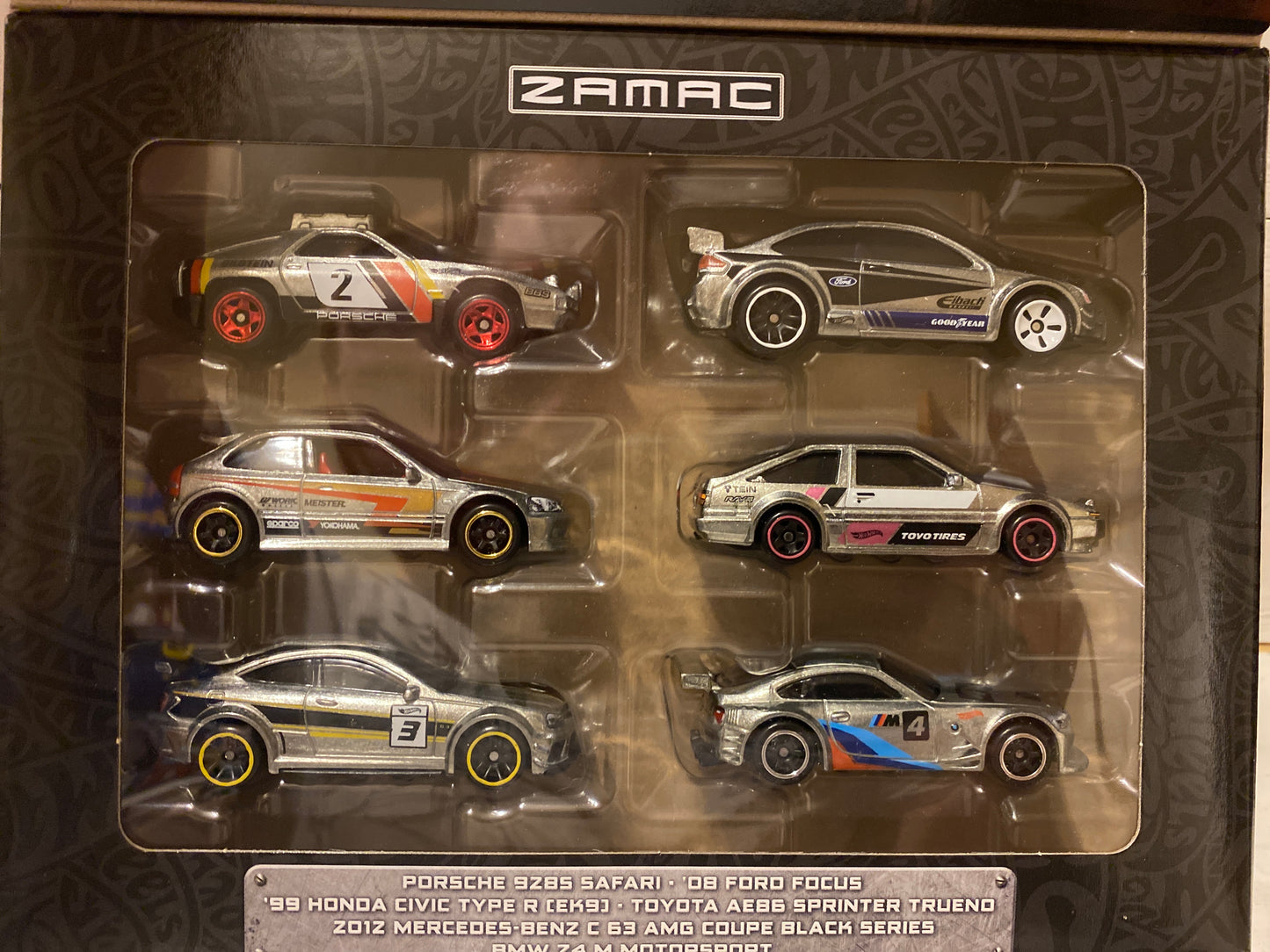 Hot Wheels - Silver Series ZAMAC set - Mercedes Honda Porsche BMW Ford Toyota