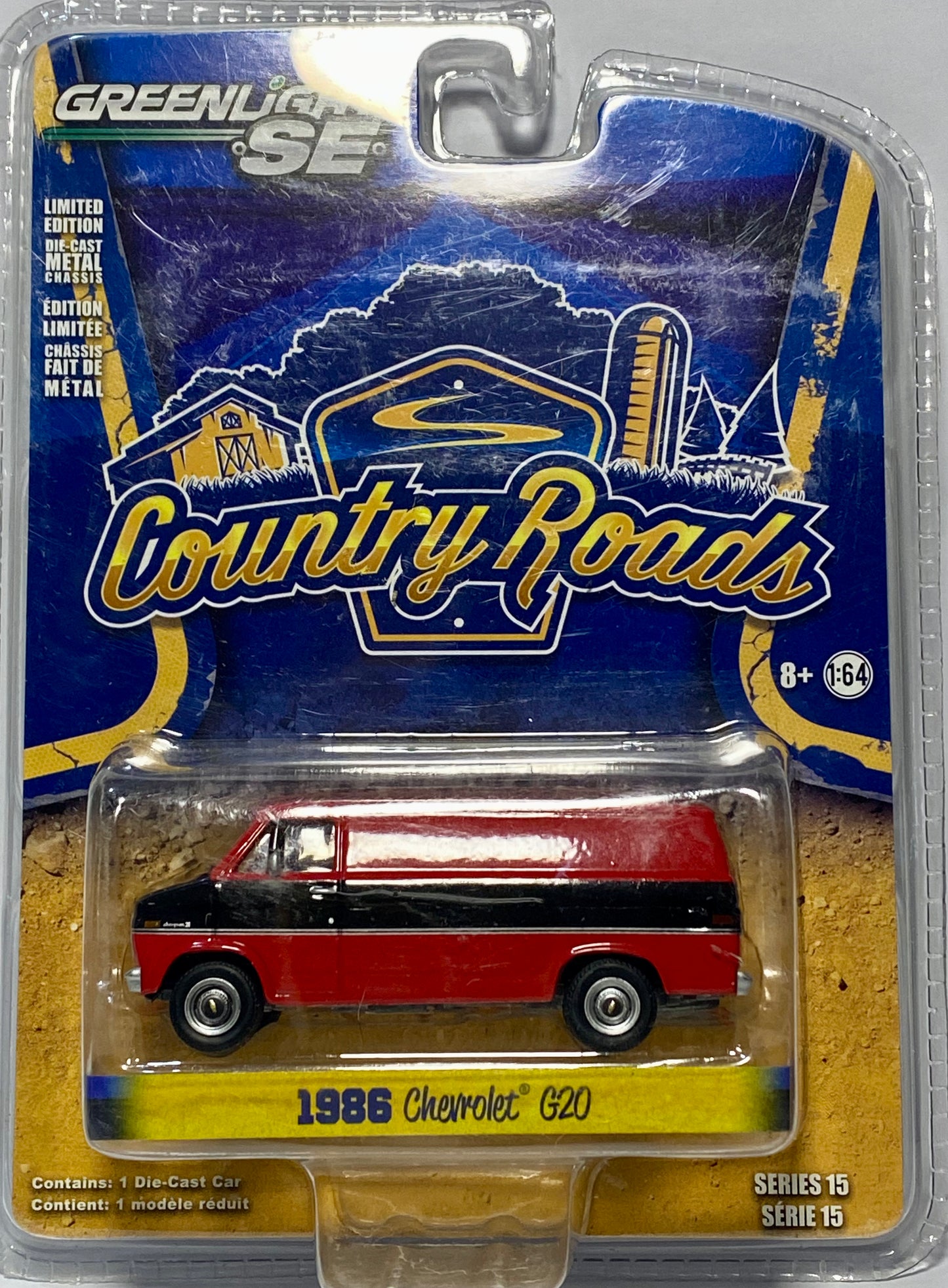 Greenlight SE - Country Roads Series 15 - 1986 Chevrolet G20 - Red & Black