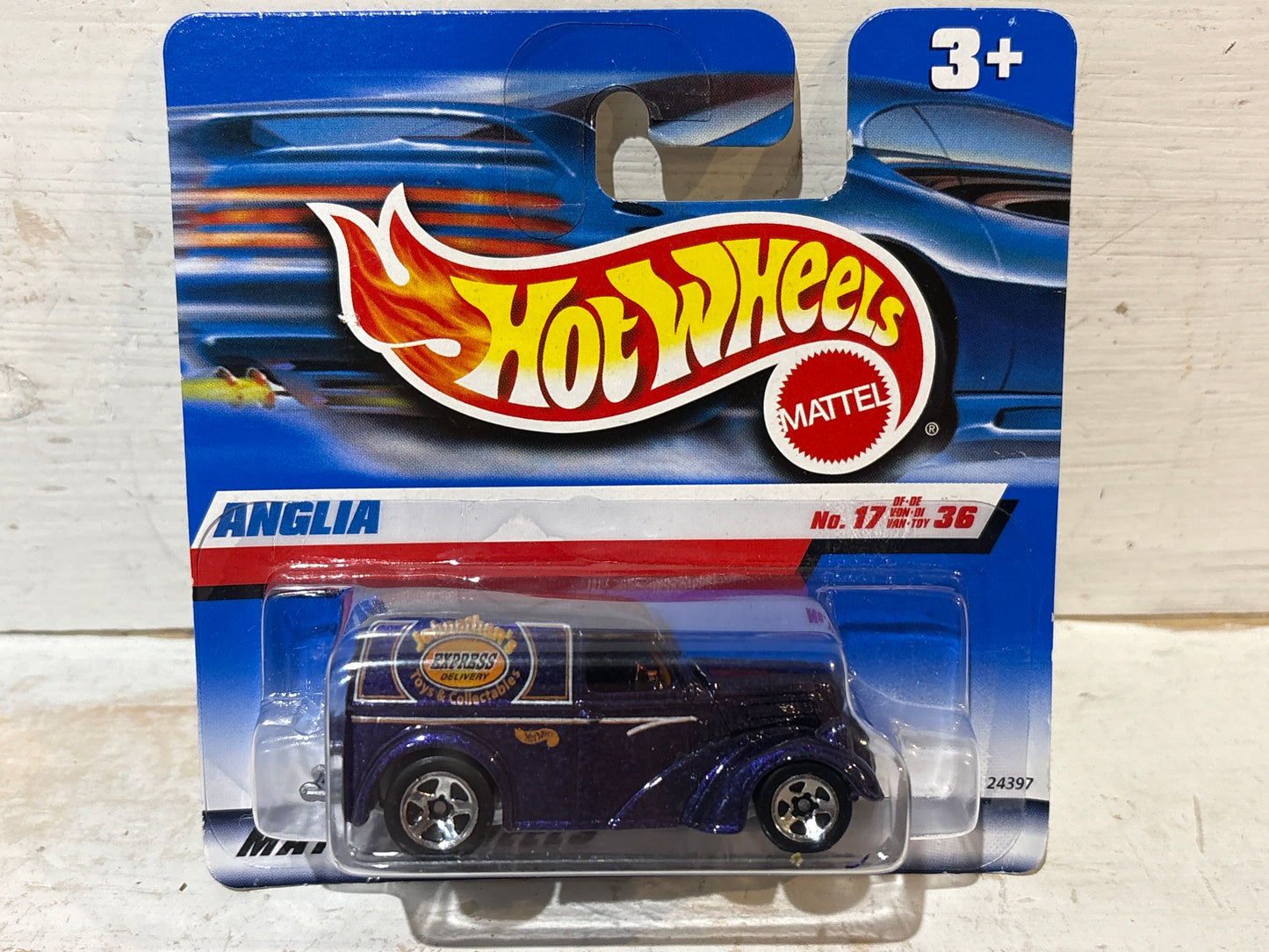Hot Wheels - Anglia Van on rare Short Card - Purple
