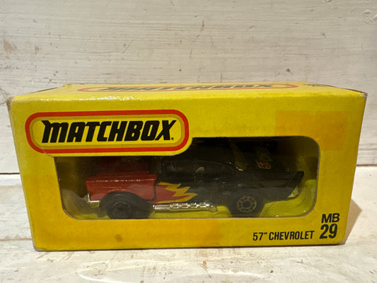 Matchbox - ‘57 Chevrolet - Black & Red with flames - Japanese Box