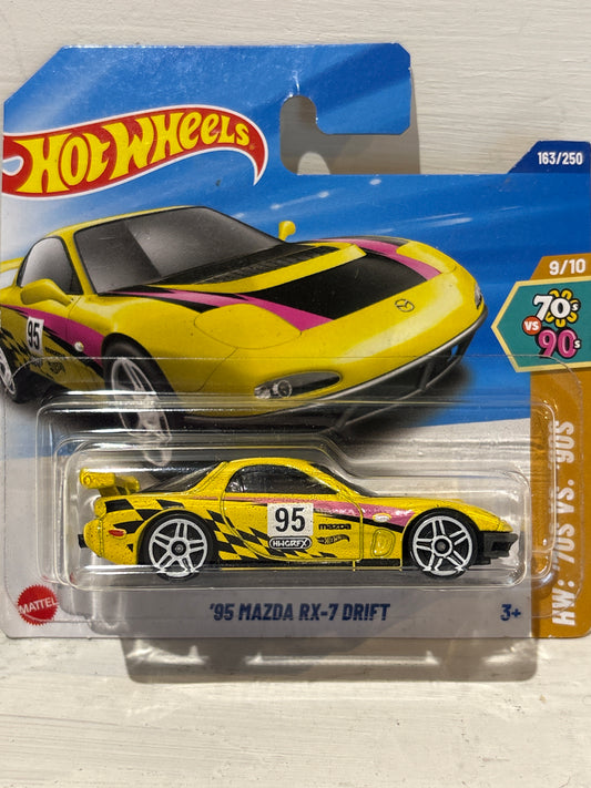 Hot Wheels - ‘95 Mazda RX-7 Drift - yellow - 70s vs 90s