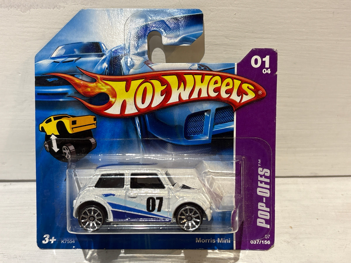 Hot Wheels - Morris Mini - White with Blue stripes - Pop-Offs
