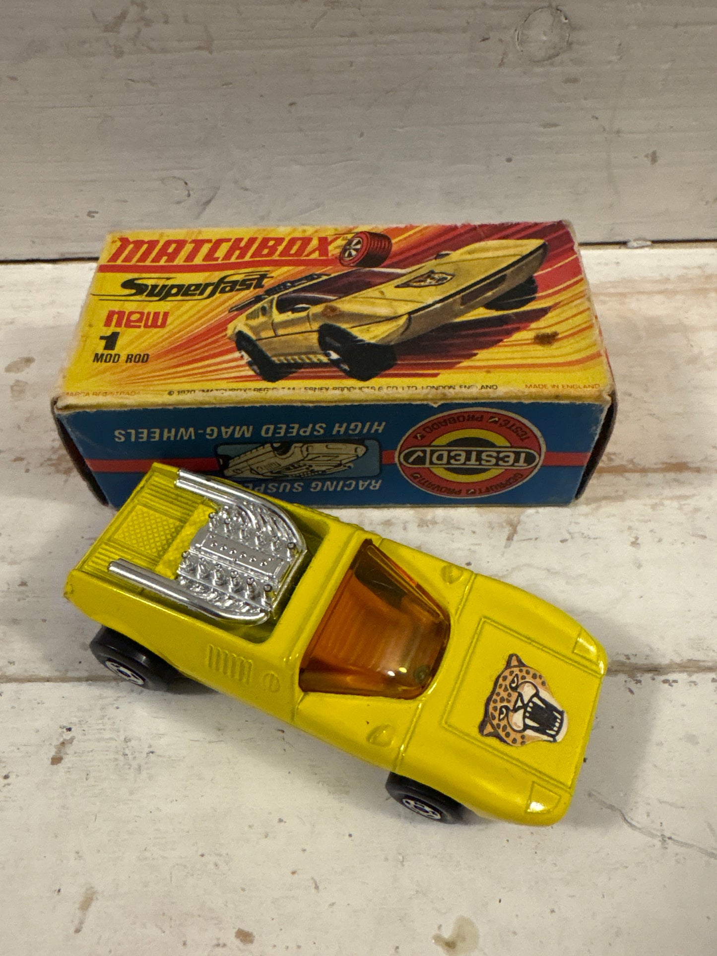 Matchbox - Mod Rod - Spotted Cat label