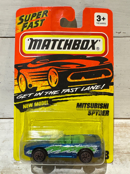 Matchbox - Mitsubishi Spyder - Metallic Blue with Green & White Tampo