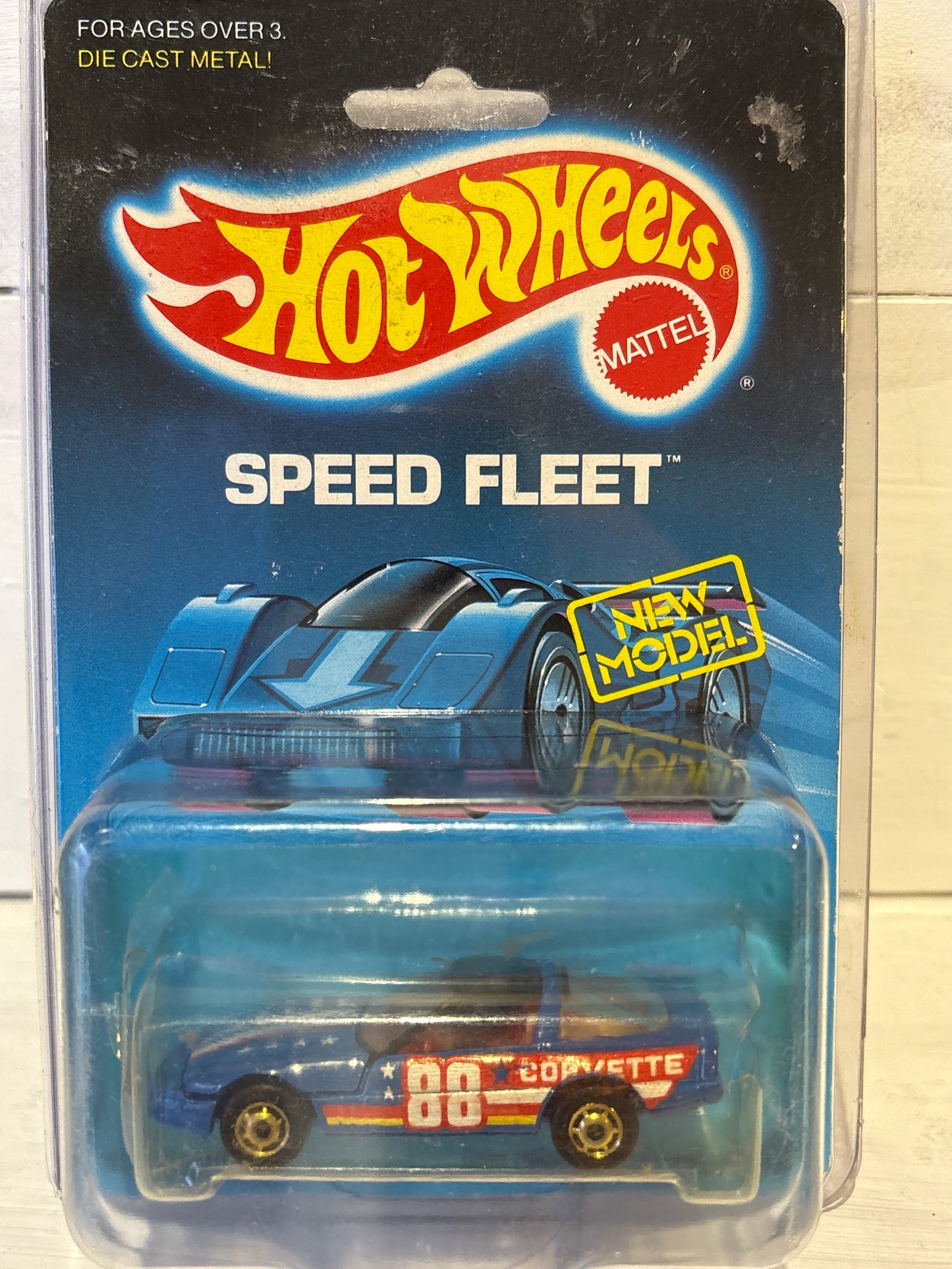 Hot Wheels Speed Fleet - ‘80’s Corvette - Blue with stripes & GHO wheels