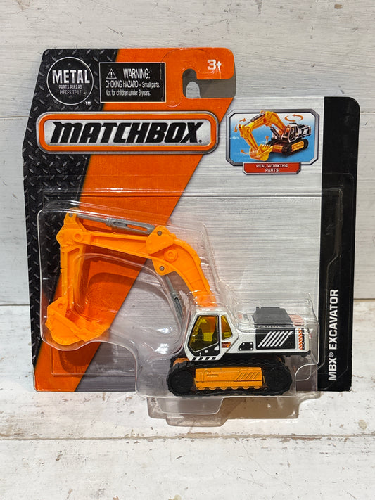 Matchbox Working Rigs - MBX Excavator - White & Orange