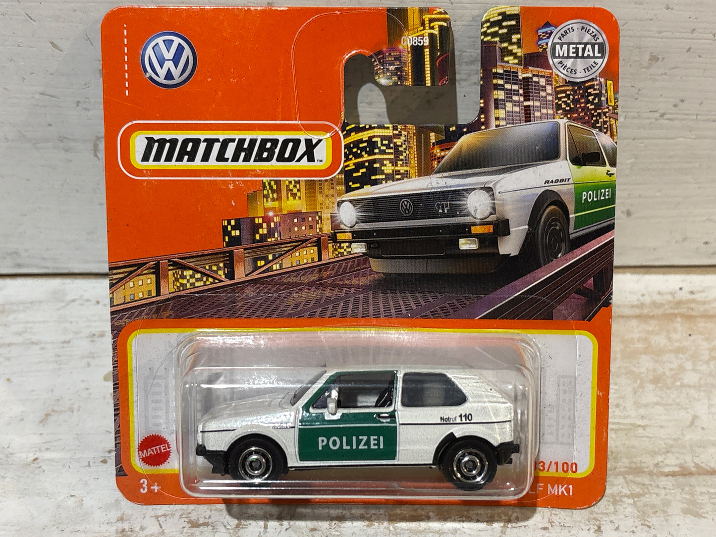 Matchbox - Volkswagen Golf MK1 - White & Green - Polizei