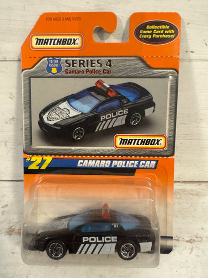 Matchbox - Camaro Police Car - on rare collectable game card