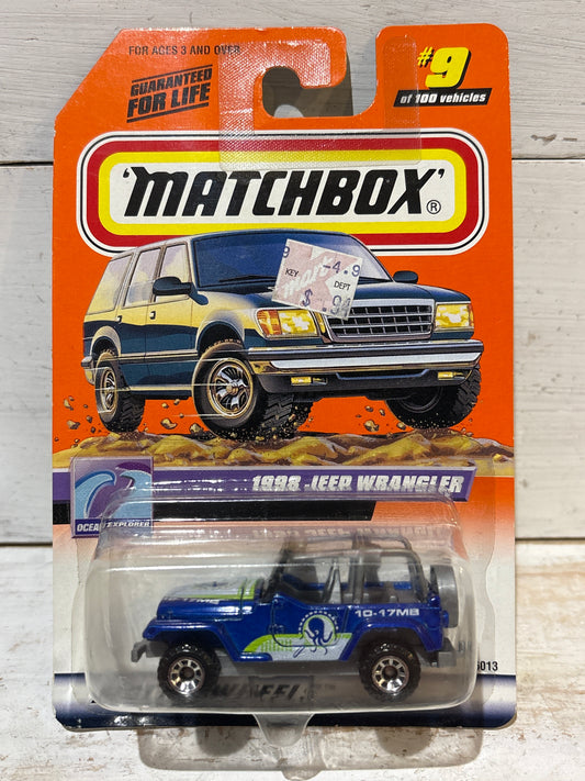 Matchbox - 1998 Jeep Wrangler - Blue - Ocean Explorer