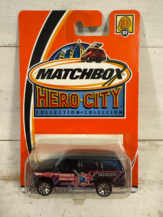 Matchbox - Chevy Tahoe - Hammer Demolition - Rare Hero City Card