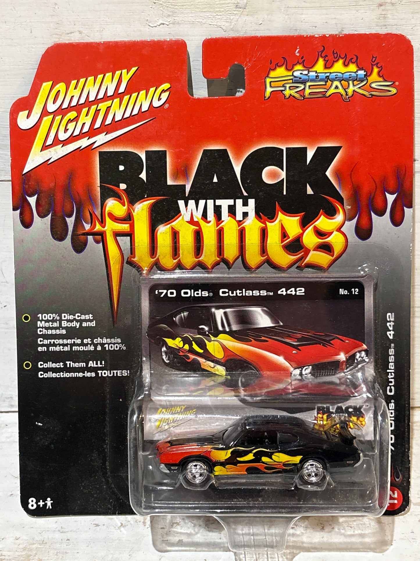 Johnny Lightning - Street Freaks - Black with Flames - ‘70 Olds Cutlass 442