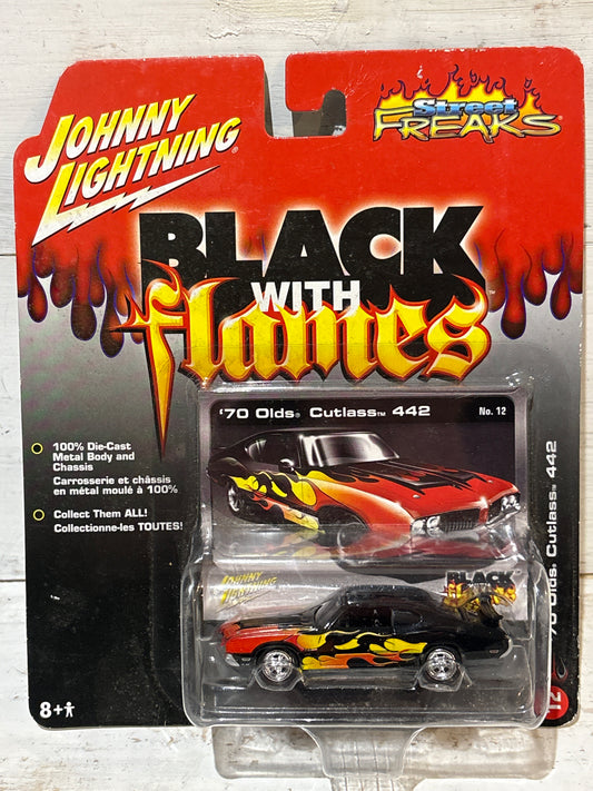 Johnny Lightning - Street Freaks - Black with Flames - ‘70 Olds Cutlass 442