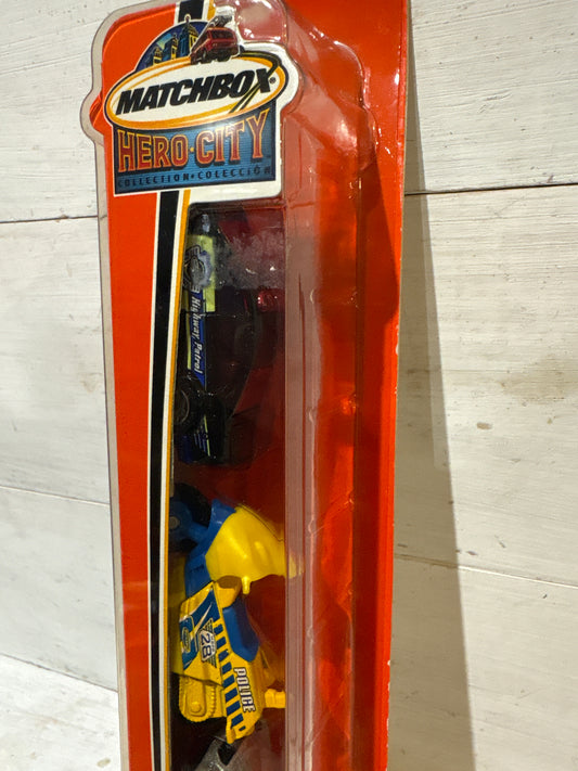 Matchbox Hero City 3 pack - Highway Patrol Car, Police Motorcycle Sidecar & Limousine