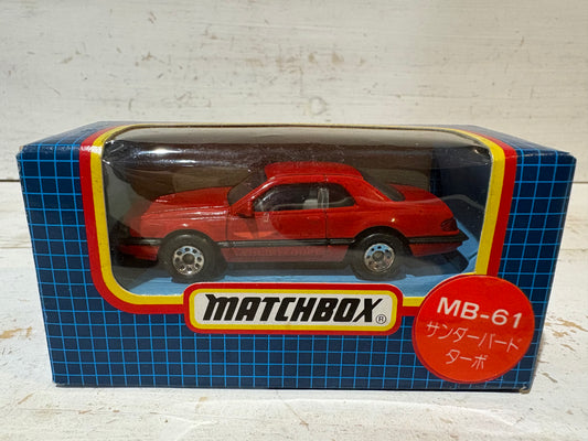 Matchbox - 1987 Ford T-bird Turbo Coupe in very Rare Japanese Blue Grid box
