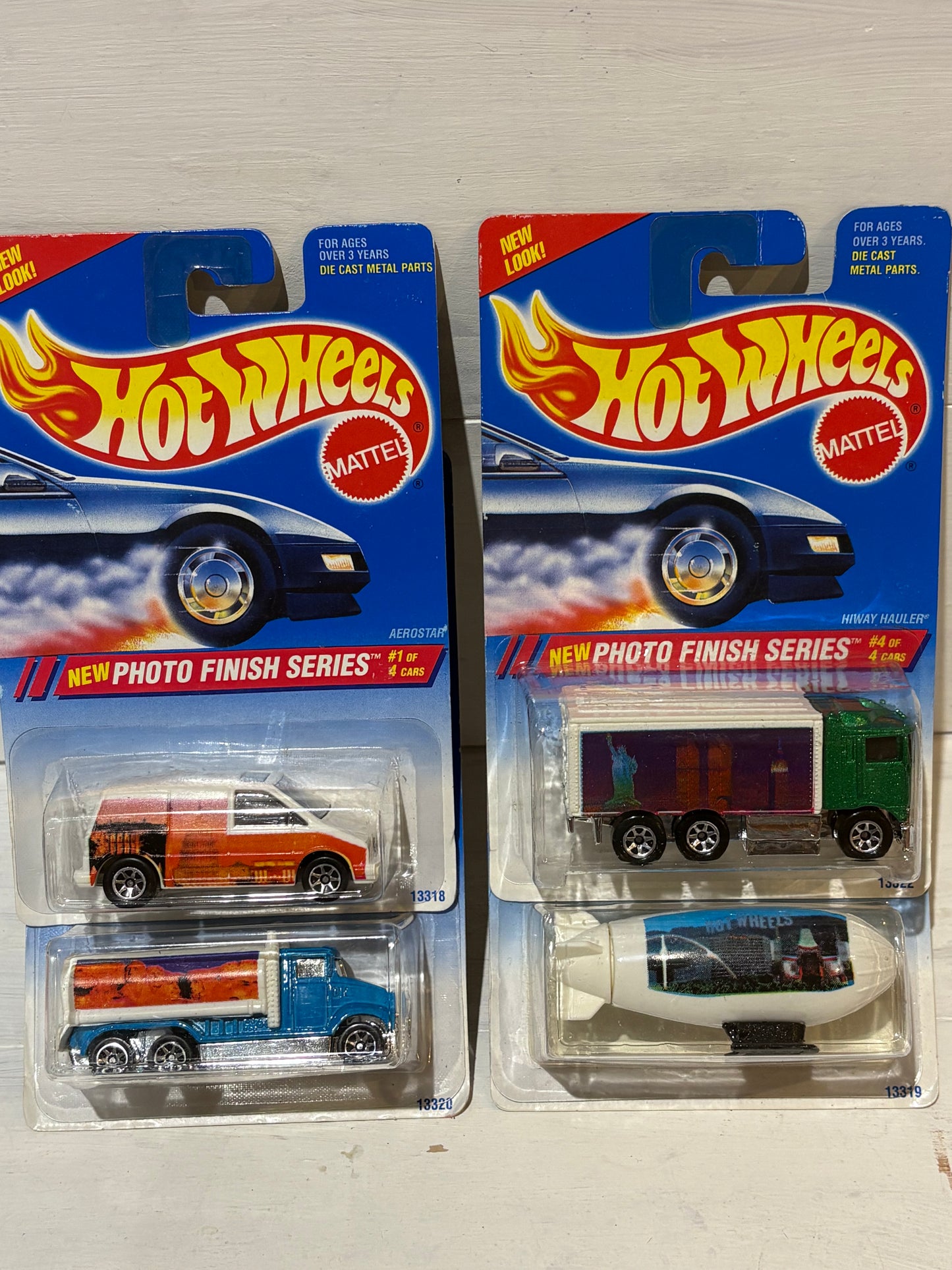 Hot Wheels - Photo Finish Complete Set - Hiway Hauler, Aerostar, Flyin’ Aces Blimp & Tank Truck