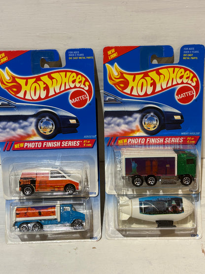 Hot Wheels - Photo Finish Complete Set - Hiway Hauler, Aerostar, Flyin’ Aces Blimp & Tank Truck