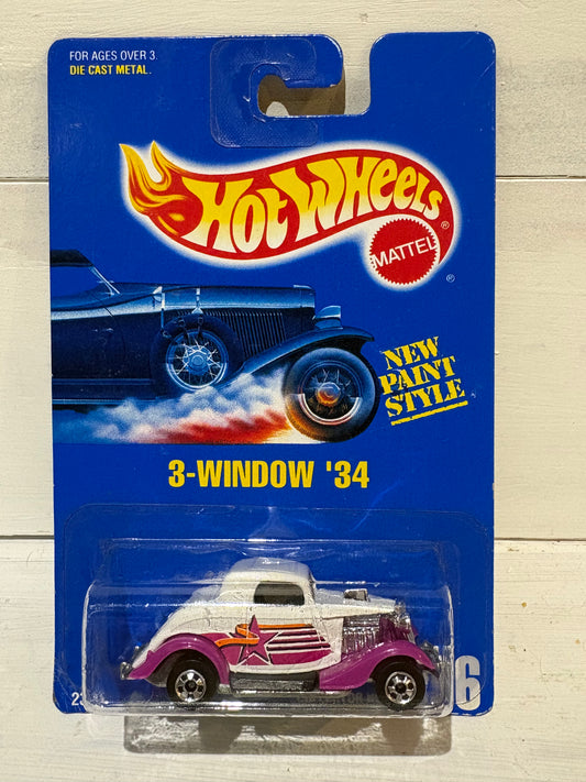 Hot Wheels - 3-Window ‘34 - Collector #196 - White & Purple